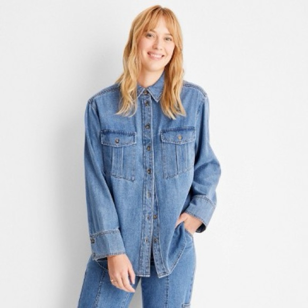 Future Collective Long Sleeve Denim Button Down
